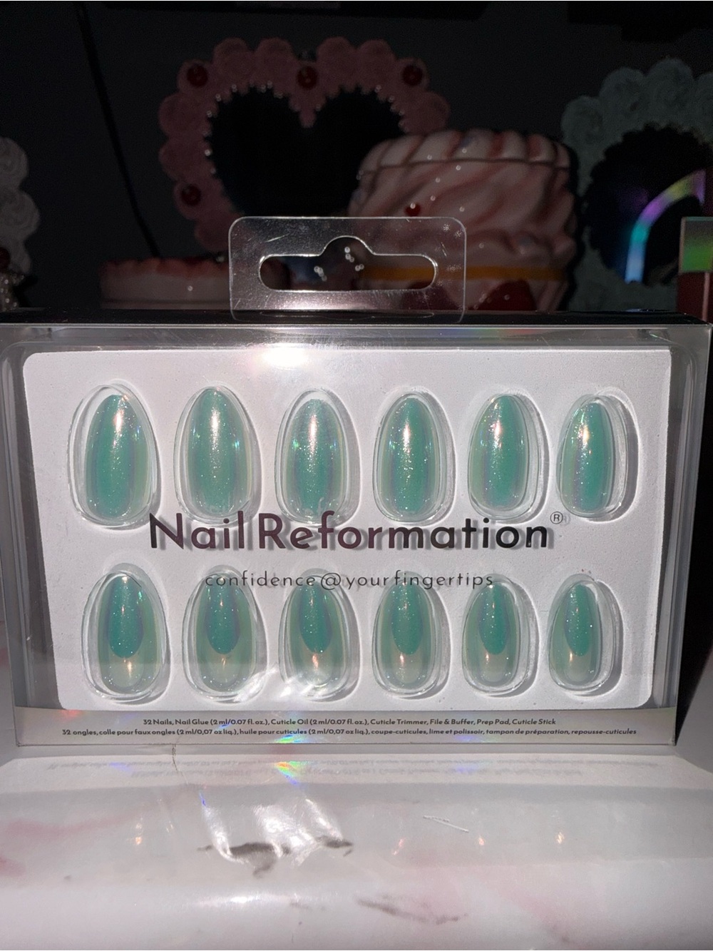 Nail Reformation Press-On Nails - Aqua Green Shine